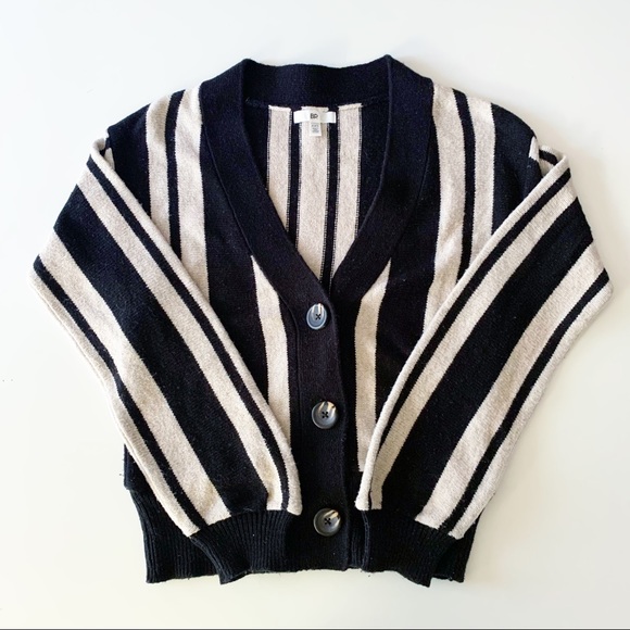 BP striped button sweater cardigan black and cream size xxs - Picture 3 of 9